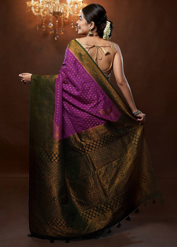 Purple Georgette Saree With Blouse Piece