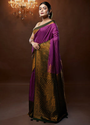 Purple Georgette Saree With Blouse Piece