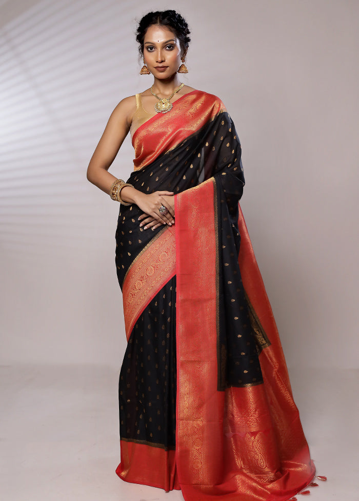 Black Georgette Saree With Blouse Piece