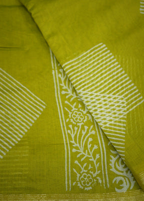 Green Chanderi Cotton Saree With Blouse Piece - Indian Silk House Agencies