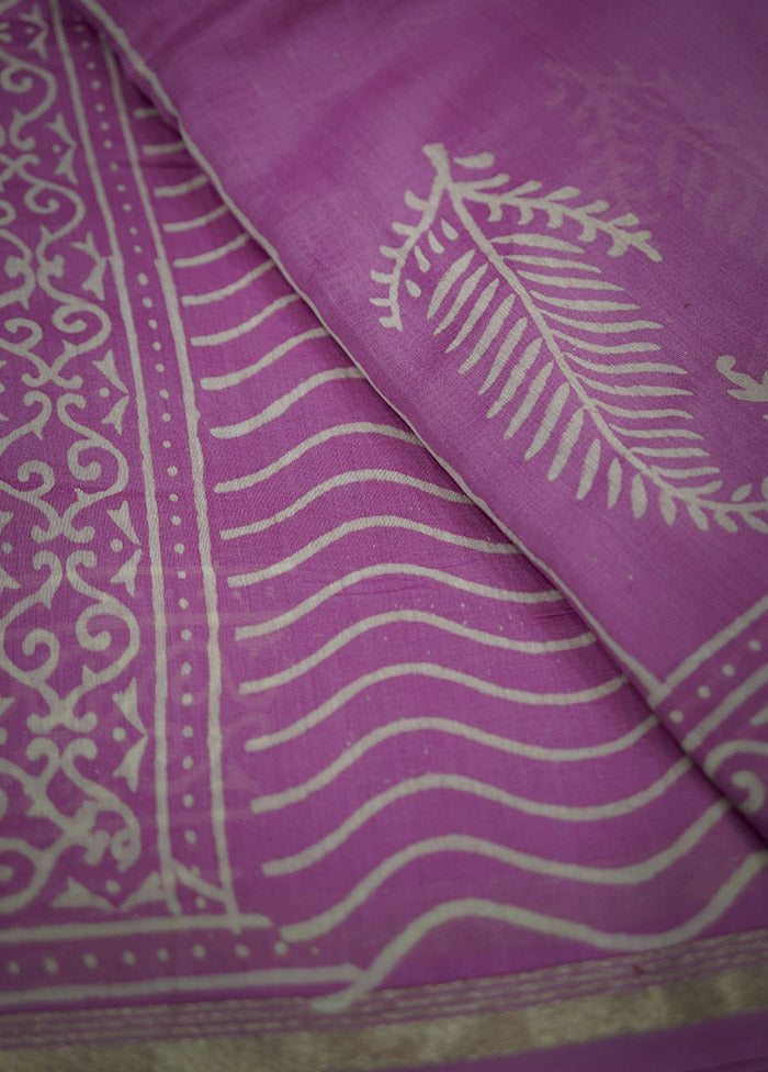 Pink Chanderi Cotton Saree With Blouse Piece - Indian Silk House Agencies