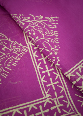 Purple Chanderi Cotton Saree With Blouse Piece - Indian Silk House Agencies