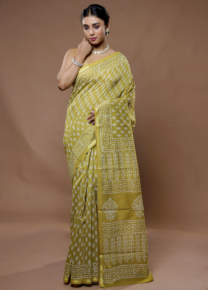 Yellow Chanderi Cotton Saree With Blouse Piece - Indian Silk House Agencies