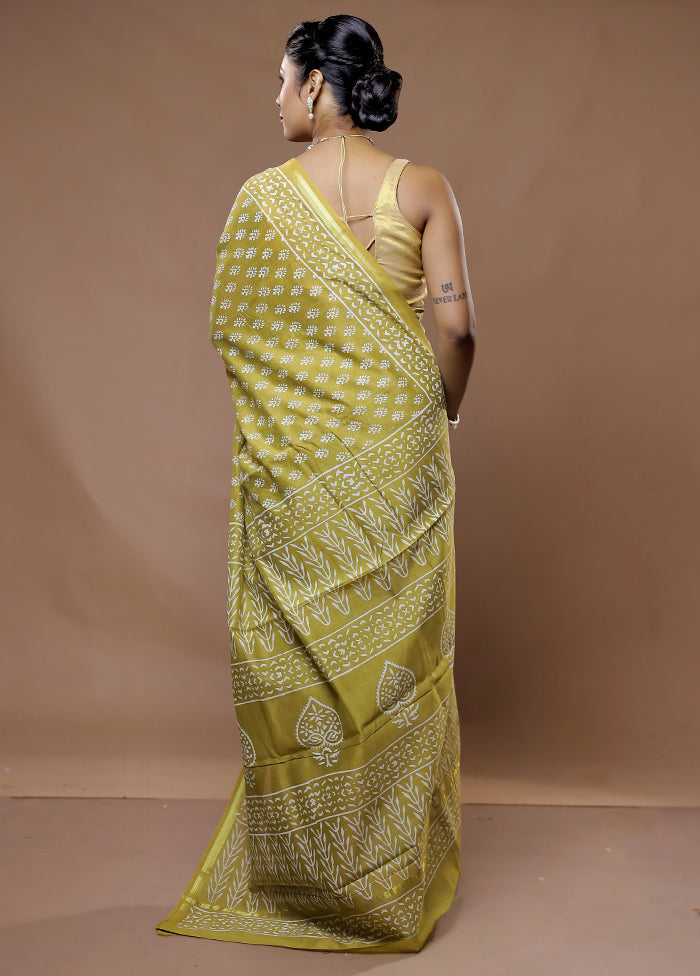 Yellow Chanderi Cotton Saree With Blouse Piece - Indian Silk House Agencies