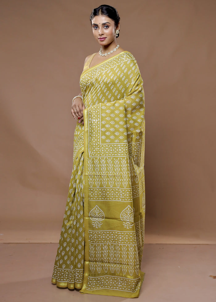 Yellow Chanderi Cotton Saree With Blouse Piece - Indian Silk House Agencies