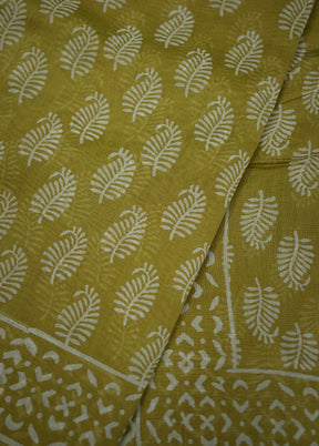 Yellow Chanderi Cotton Saree With Blouse Piece - Indian Silk House Agencies