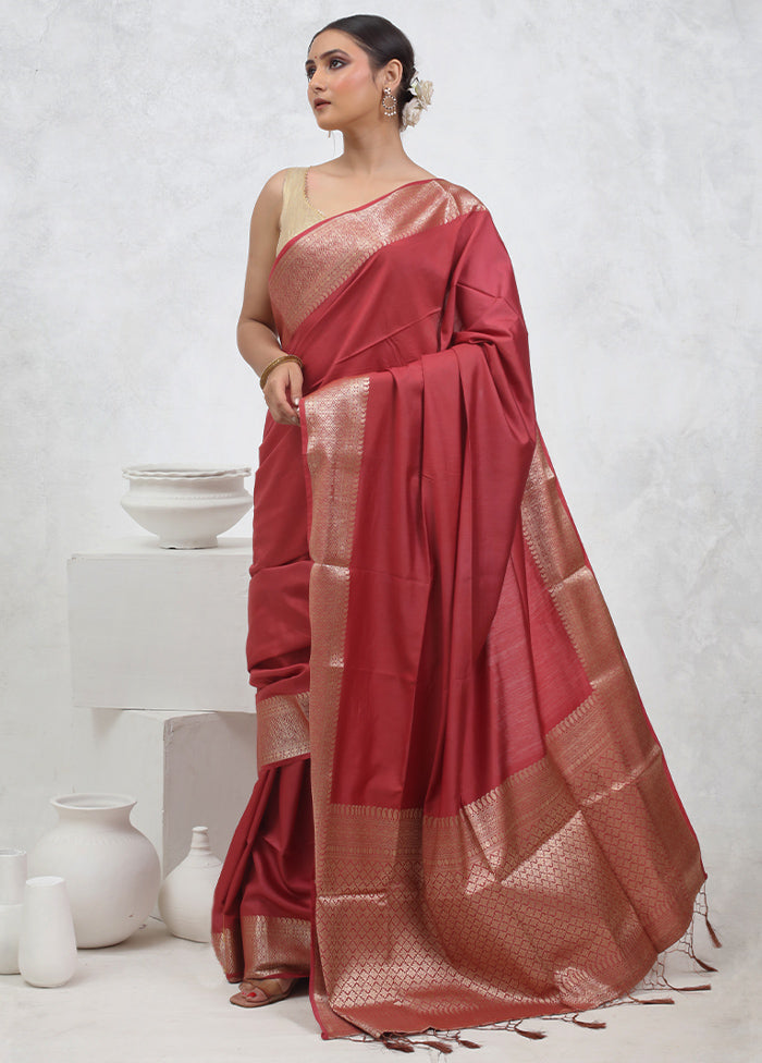 Pink Cotton Saree With Blouse Piece