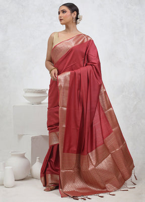 Pink Cotton Saree With Blouse Piece