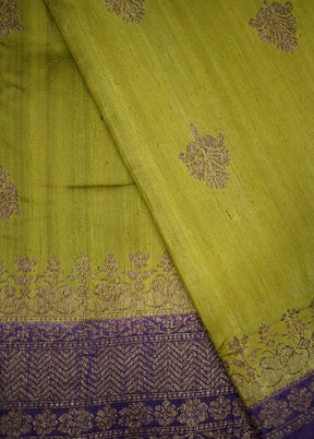 Green Tussar Silk Saree With Blouse Piece - Indian Silk House Agencies