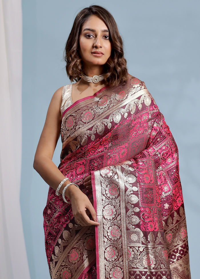 Pink Tanchoi Banarasi Silk Saree With Blouse Piece - Indian Silk House Agencies