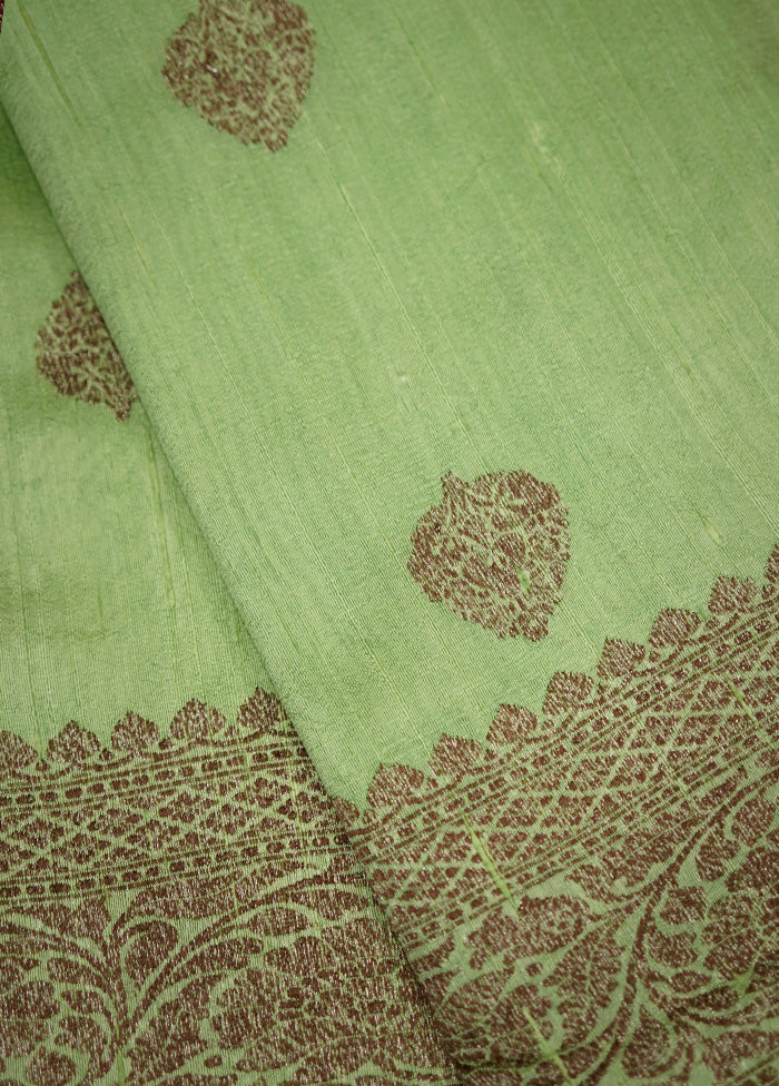 Green Tussar Silk Saree With Blouse Piece - Indian Silk House Agencies