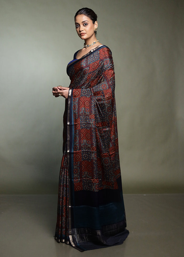 Multicolor Handloom Chiffon Pure Silk Saree With Blouse Piece