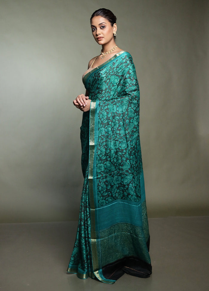 Grey Handloom Chiffon Pure Silk Saree With Blouse Piece