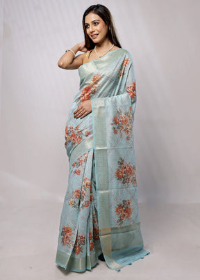 Blue Handloom Chanderi Pure Silk Saree With Blouse Piece - Indian Silk House Agencies