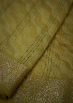 Yellow Chanderi Pure Cotton Saree With Blouse Piece - Indian Silk House Agencies