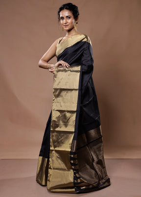 Black Kanjivaram Pure Silk Saree With Blouse Piece - Indian Silk House Agencies