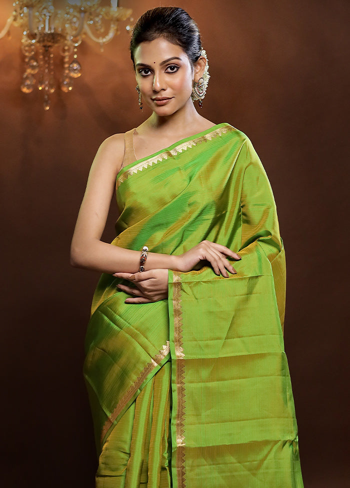 Green Kanjivaram Silk Saree With Blouse Piece