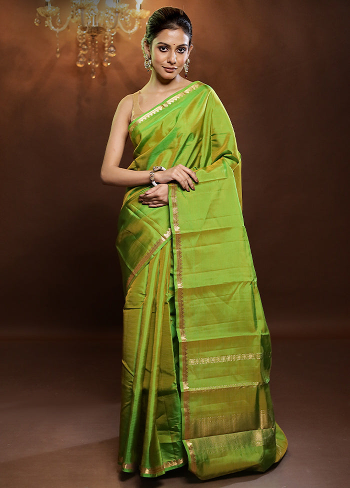 Green Kanjivaram Silk Saree With Blouse Piece