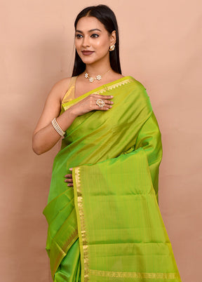 Cream Kanjivaram Silk Saree With Blouse Piece - Indian Silk House Agencies