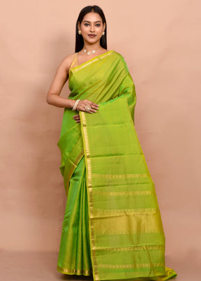 Cream Kanjivaram Silk Saree With Blouse Piece - Indian Silk House Agencies