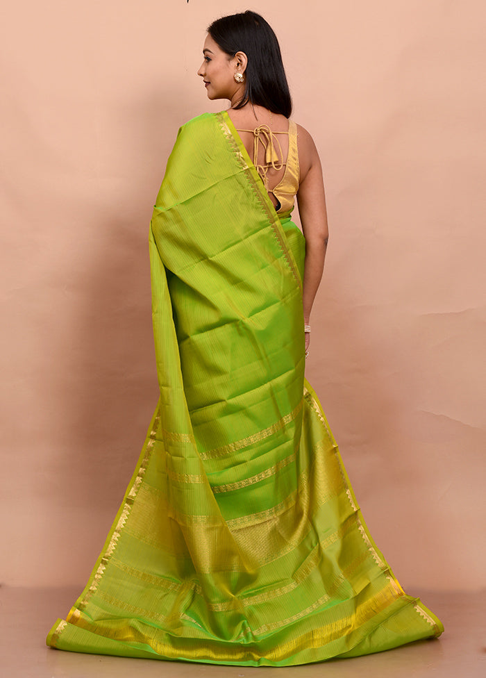 Cream Kanjivaram Silk Saree With Blouse Piece - Indian Silk House Agencies