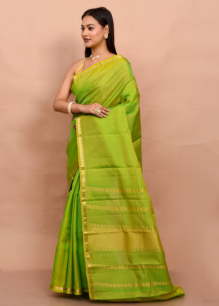 Cream Kanjivaram Silk Saree With Blouse Piece - Indian Silk House Agencies