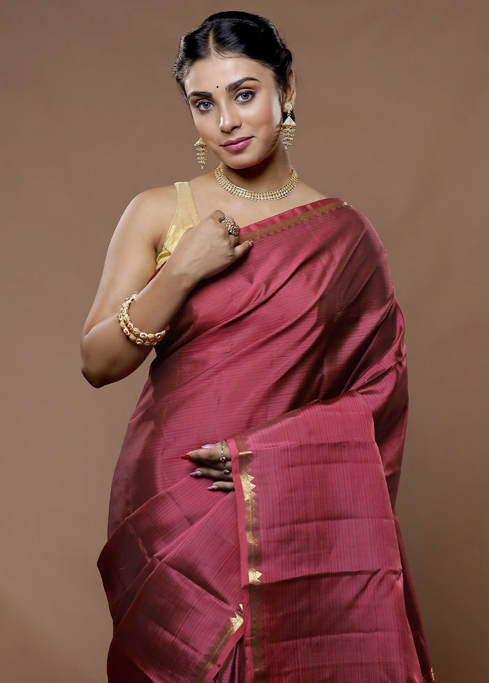 Pink Kanjivaram Silk Saree With Blouse Piece - Indian Silk House Agencies