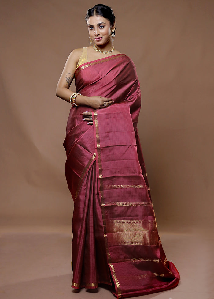 Pink Kanjivaram Silk Saree With Blouse Piece - Indian Silk House Agencies