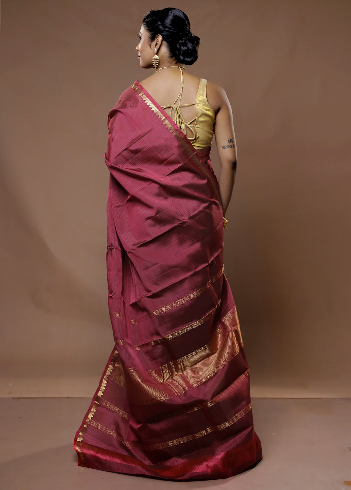 Pink Kanjivaram Silk Saree With Blouse Piece - Indian Silk House Agencies