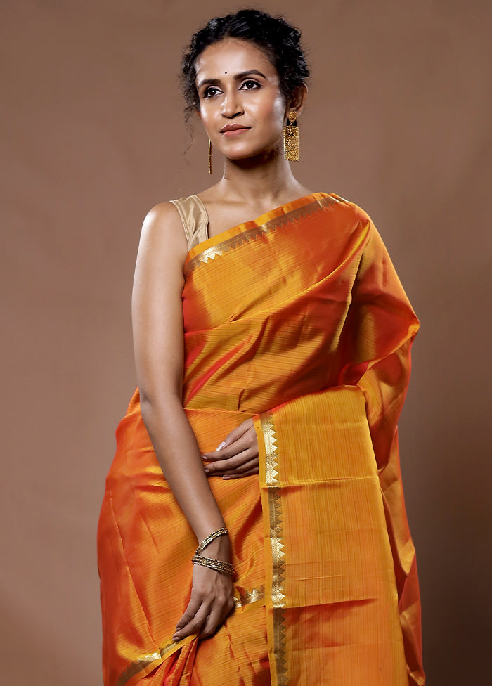 Yellow Kanjivaram Silk Saree With Blouse Piece - Indian Silk House Agencies