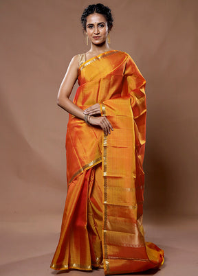 Yellow Kanjivaram Silk Saree With Blouse Piece - Indian Silk House Agencies