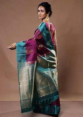 Purple Kanjivaram Pure Silk Saree With Blouse Piece - Indian Silk House Agencies