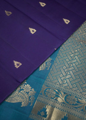 Blue Kanjivaram Pure Silk Saree With Blouse Piece - Indian Silk House Agencies