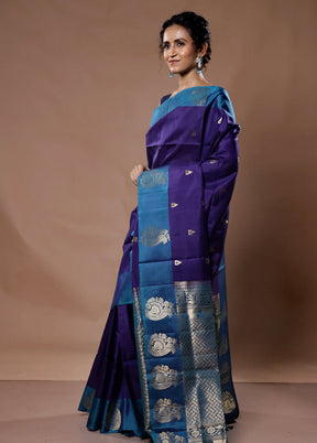 Blue Kanjivaram Pure Silk Saree With Blouse Piece - Indian Silk House Agencies