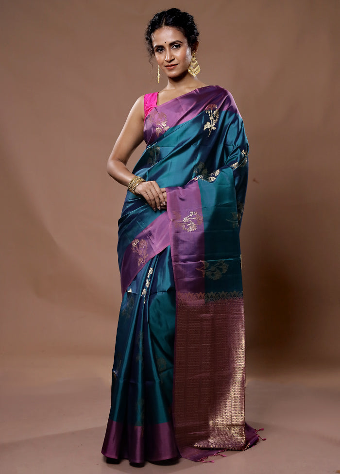 Green Kanjivaram Pure Silk Saree With Blouse Piece - Indian Silk House Agencies