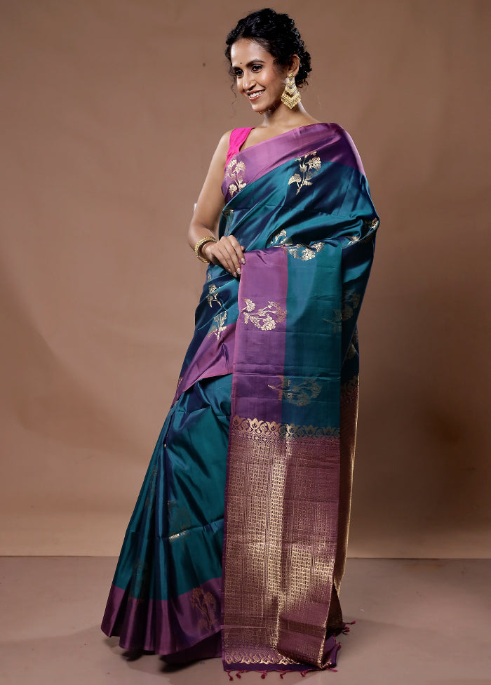 Green Kanjivaram Pure Silk Saree With Blouse Piece - Indian Silk House Agencies