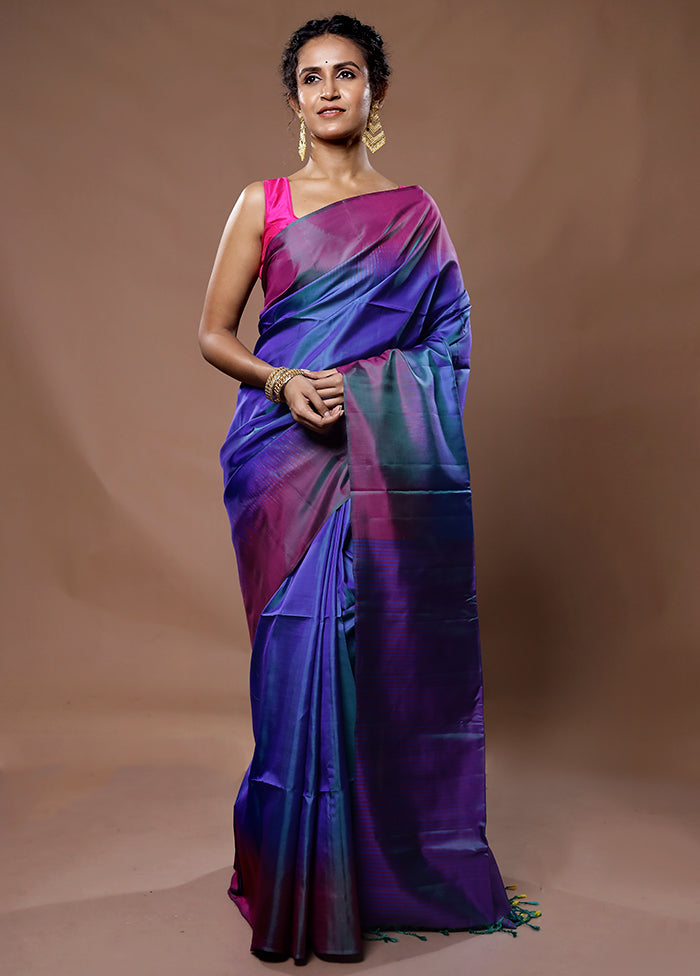 Blue Kanjivaram Pure Silk Saree With Blouse Piece - Indian Silk House Agencies