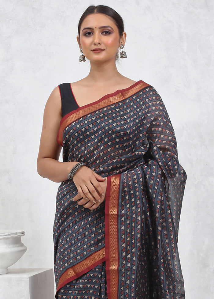 Grey Printed Pure Silk Saree Without Blouse Piece