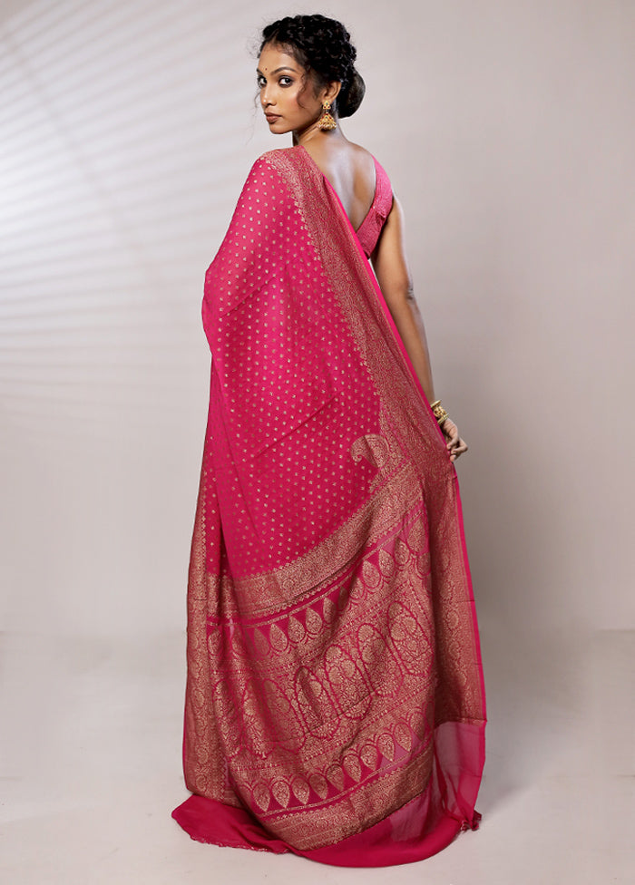 Pink Pure Georgette Saree With Blouse Piece - Indian Silk House Agencies