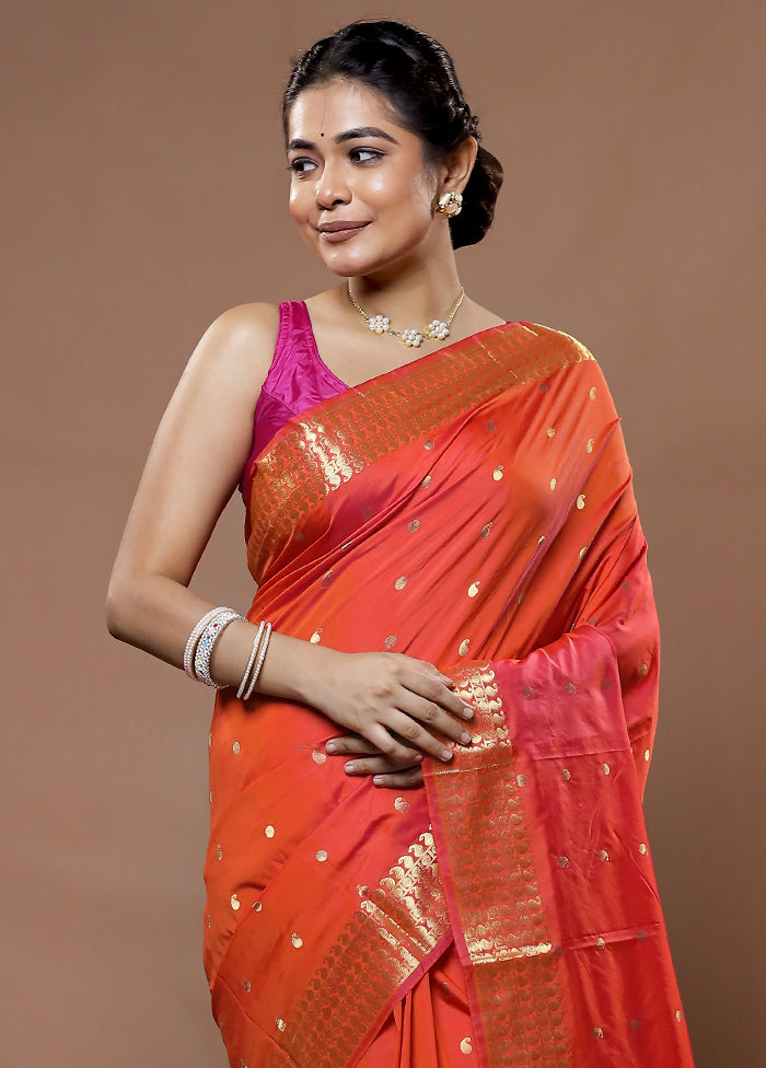 Pink Kanjivaram Silk Saree With Blouse Piece - Indian Silk House Agencies