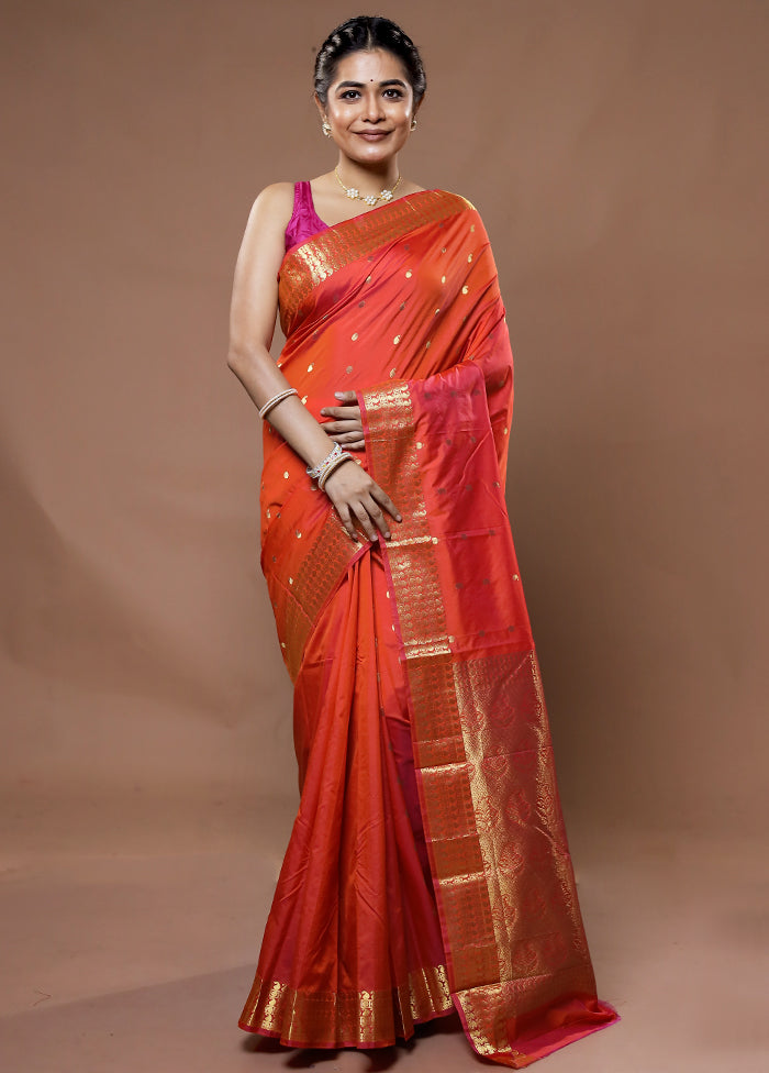 Pink Kanjivaram Silk Saree With Blouse Piece - Indian Silk House Agencies