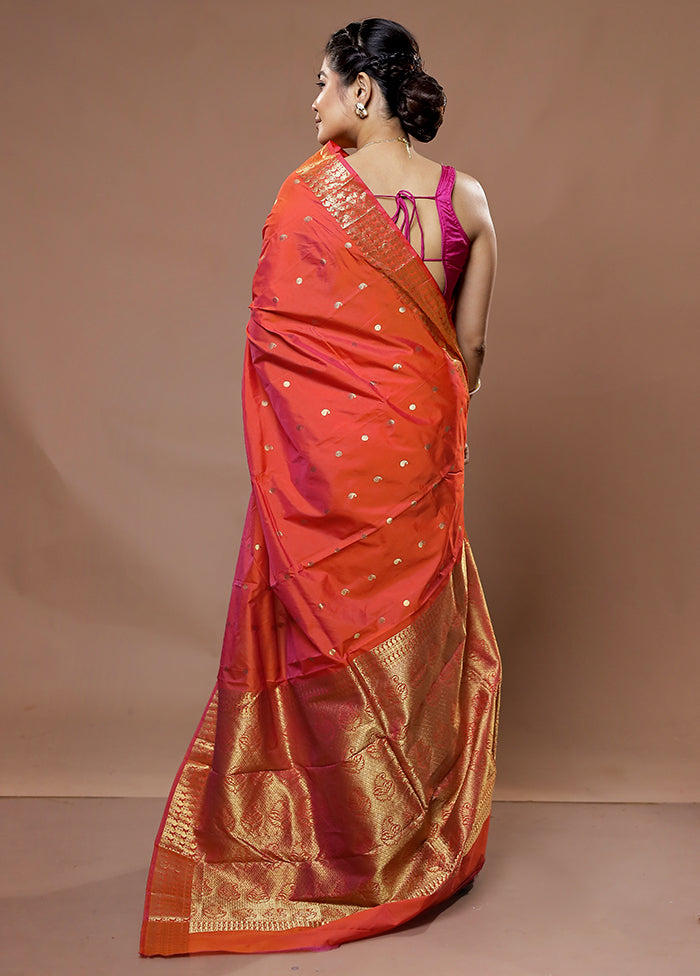 Pink Kanjivaram Silk Saree With Blouse Piece - Indian Silk House Agencies