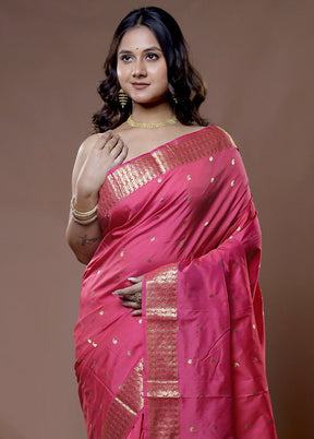 Pink Kanjivaram Silk Saree With Blouse Piece - Indian Silk House Agencies