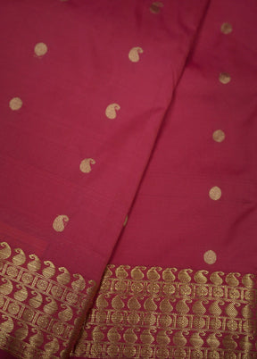 Pink Kanjivaram Silk Saree With Blouse Piece