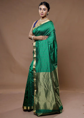 Green Kanjivaram Silk Saree With Blouse Piece - Indian Silk House Agencies