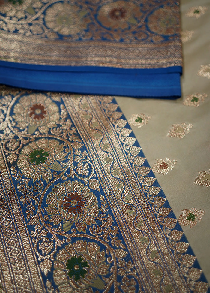 Cream Banarasi Silk Saree With Blouse Piece - Indian Silk House Agencies