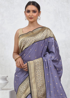 Purple Katan Pure Silk Saree With Blouse Piece - Indian Silk House Agencies