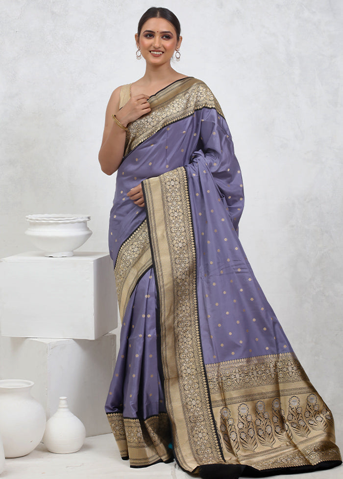 Purple Katan Pure Silk Saree With Blouse Piece - Indian Silk House Agencies