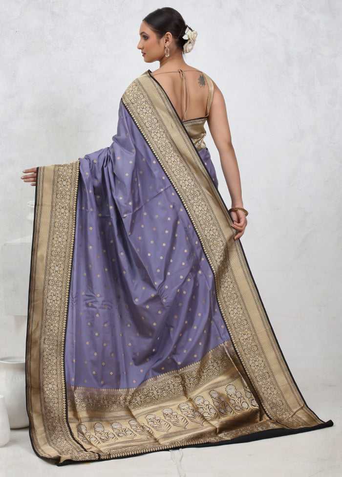 Purple Katan Pure Silk Saree With Blouse Piece - Indian Silk House Agencies