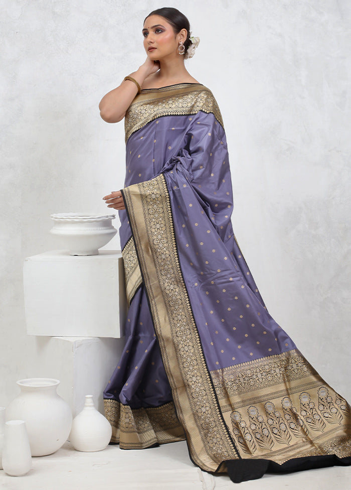 Purple Katan Pure Silk Saree With Blouse Piece - Indian Silk House Agencies